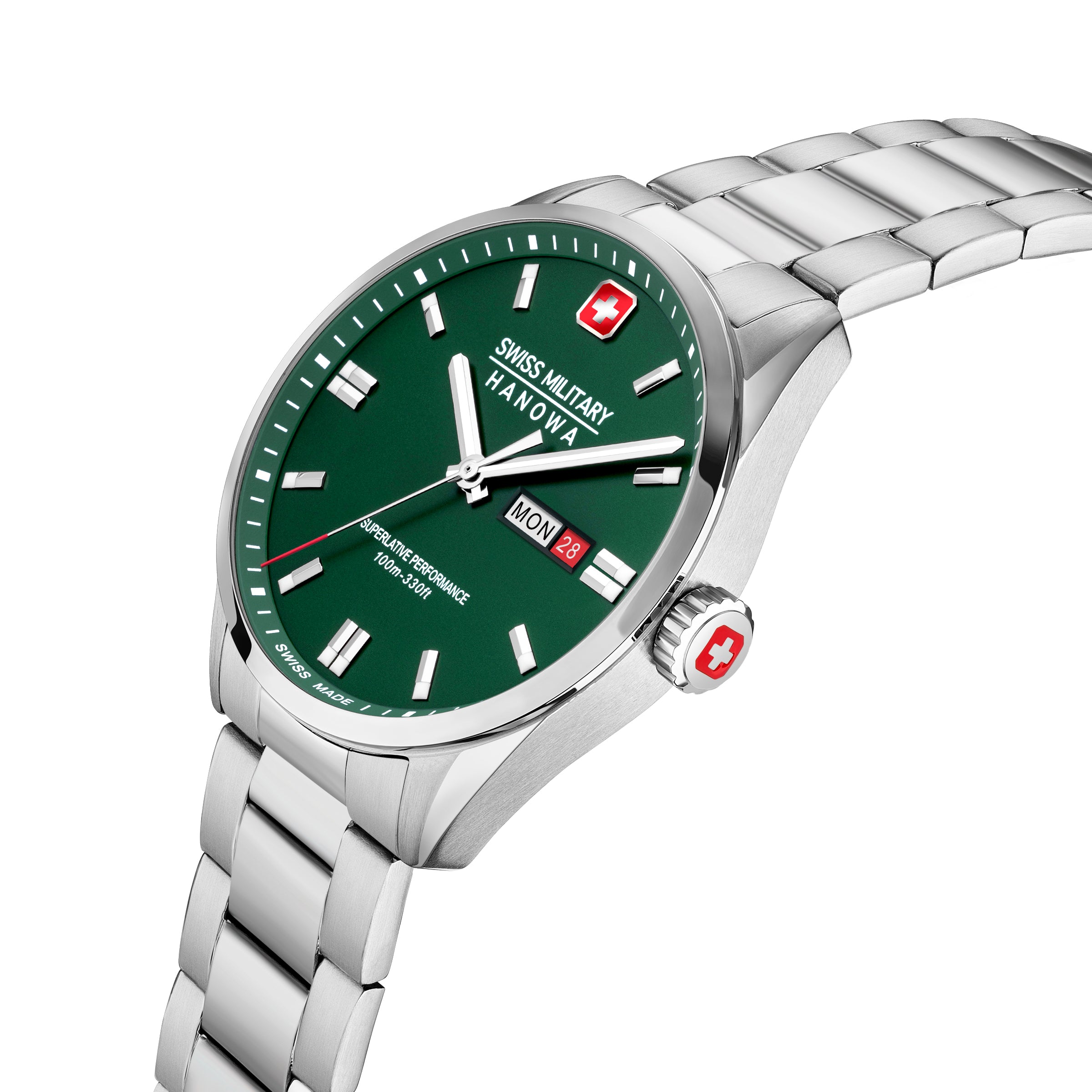 SWISS MILITARY HANOWA ROADRUNNER MAXED OLIVE ROUND DIAL ANALOG WATCH FOR Men's SMWGH0001603