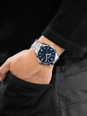 SWISS MILITARY HANOWA ROADRUNNER MAXED BLUE ROUND DIAL ANALOG WATCH FOR Men's SMWGH0001602