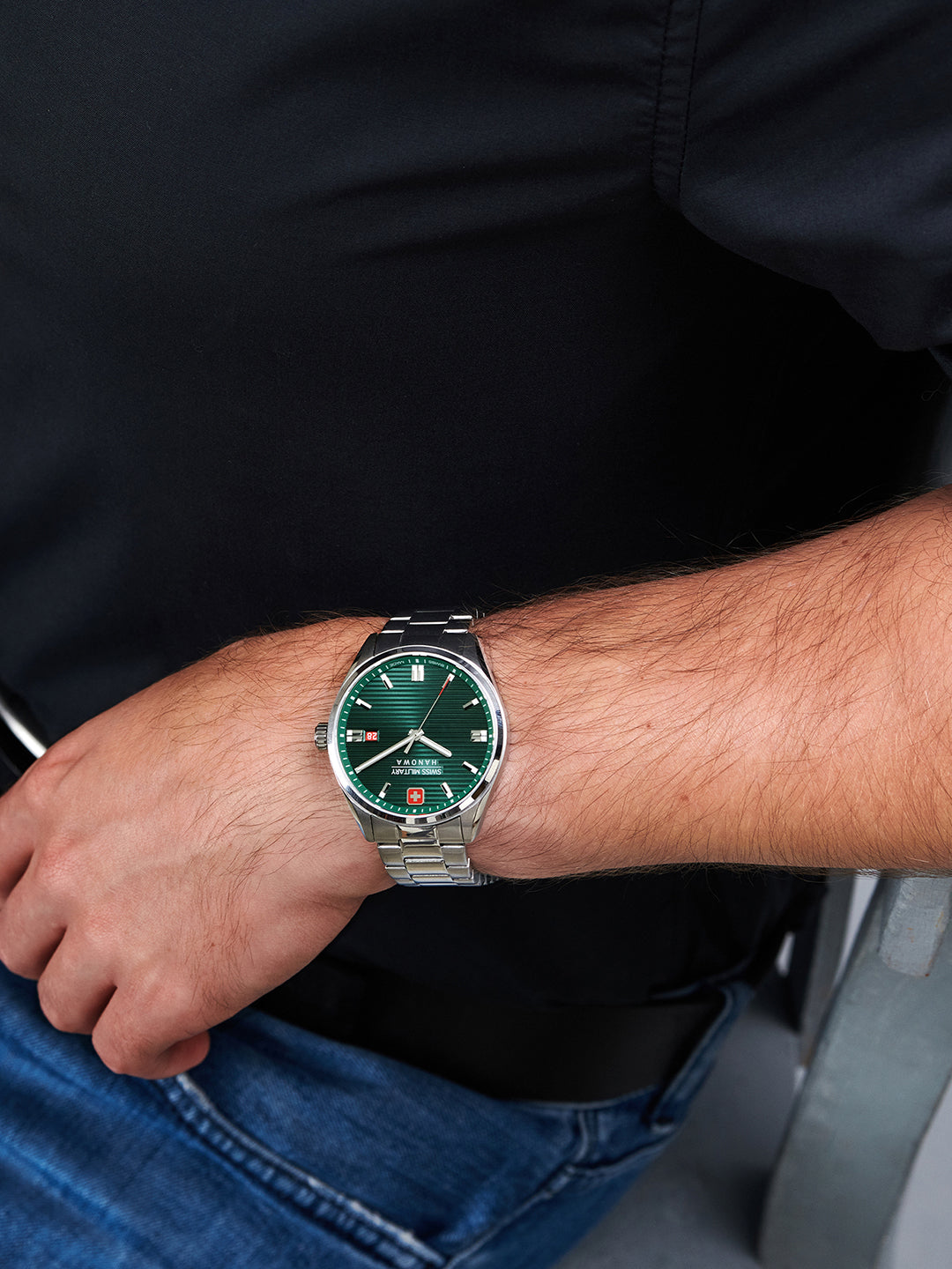 Swiss Military Hanowa Roadrunner Green Dial Watch for Men - SMWGH2200105