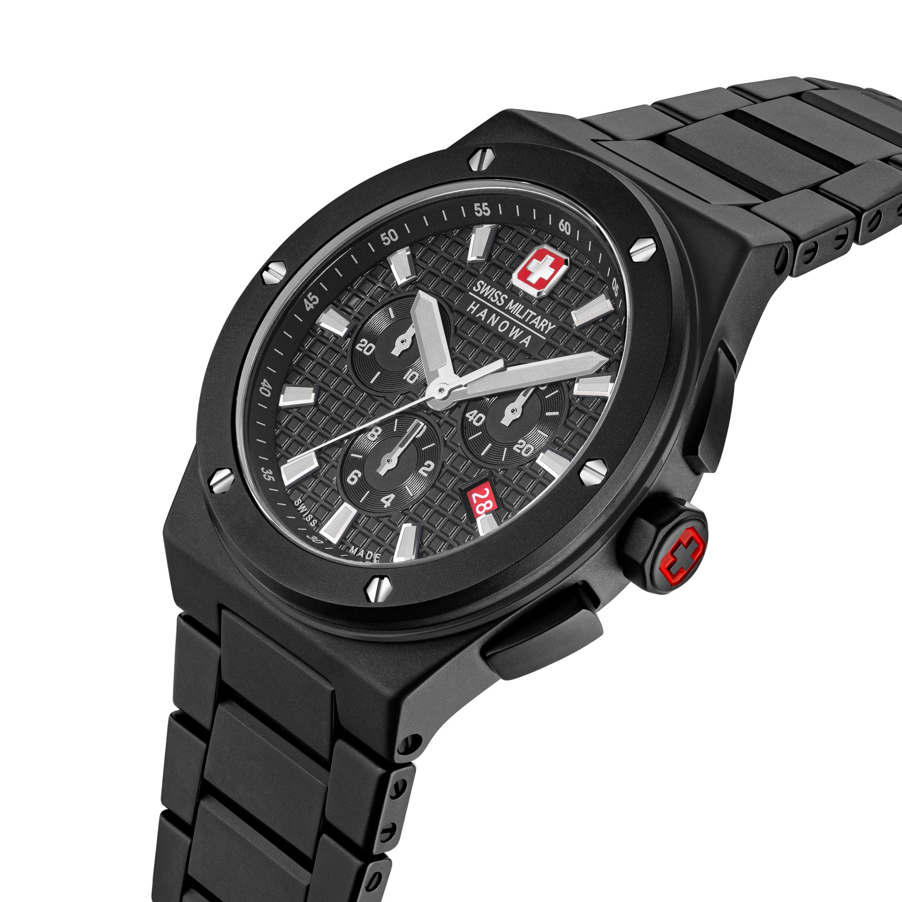 SWISS MILITARY HANOWA SIDEWINDER CERAMIC BLACK ROUND DIAL ANALOG WATCH FOR Men's SMWGI0002280