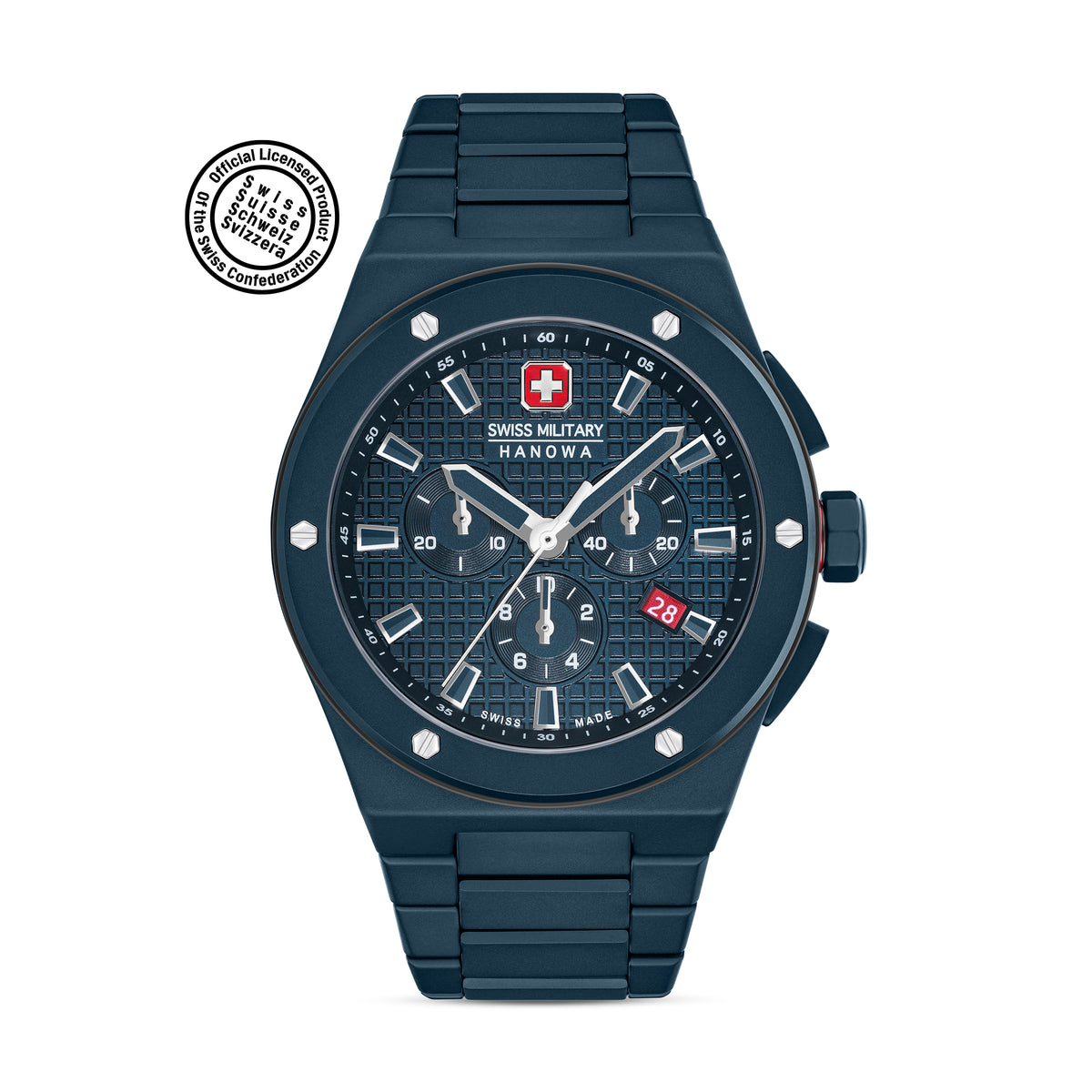 SWISS MILITARY HANOWA SIDEWINDER CERAMIC BLUE ROUND DIAL ANALOG WATCH FOR Men's SMWGI0002281