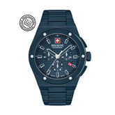 SWISS MILITARY HANOWA SIDEWINDER CERAMIC BLUE ROUND DIAL ANALOG WATCH FOR Men's SMWGI0002281