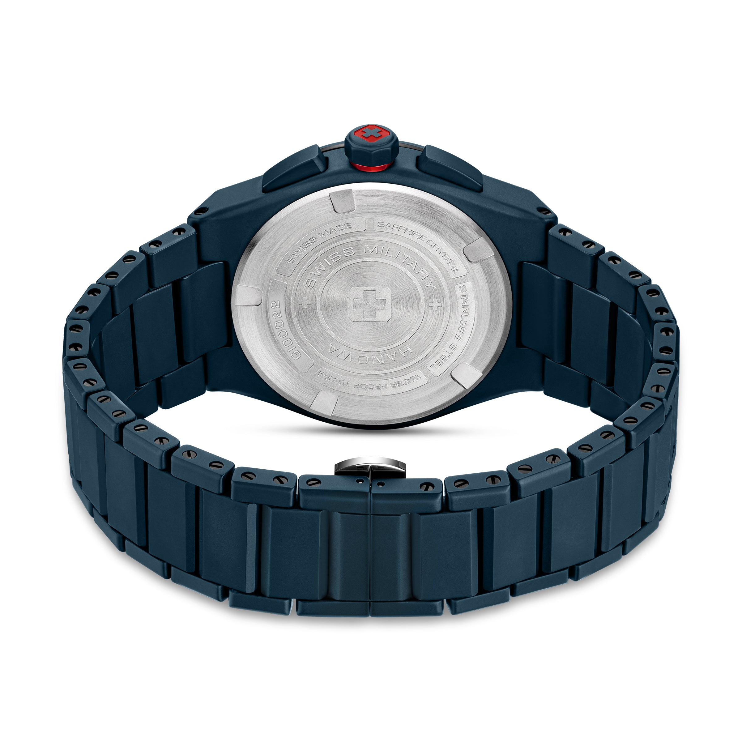 SWISS MILITARY HANOWA SIDEWINDER CERAMIC BLUE ROUND DIAL ANALOG WATCH FOR Men's SMWGI0002281