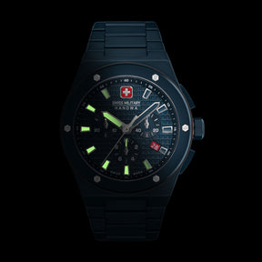 SWISS MILITARY HANOWA SIDEWINDER CERAMIC BLUE ROUND DIAL ANALOG WATCH FOR Men's SMWGI0002281