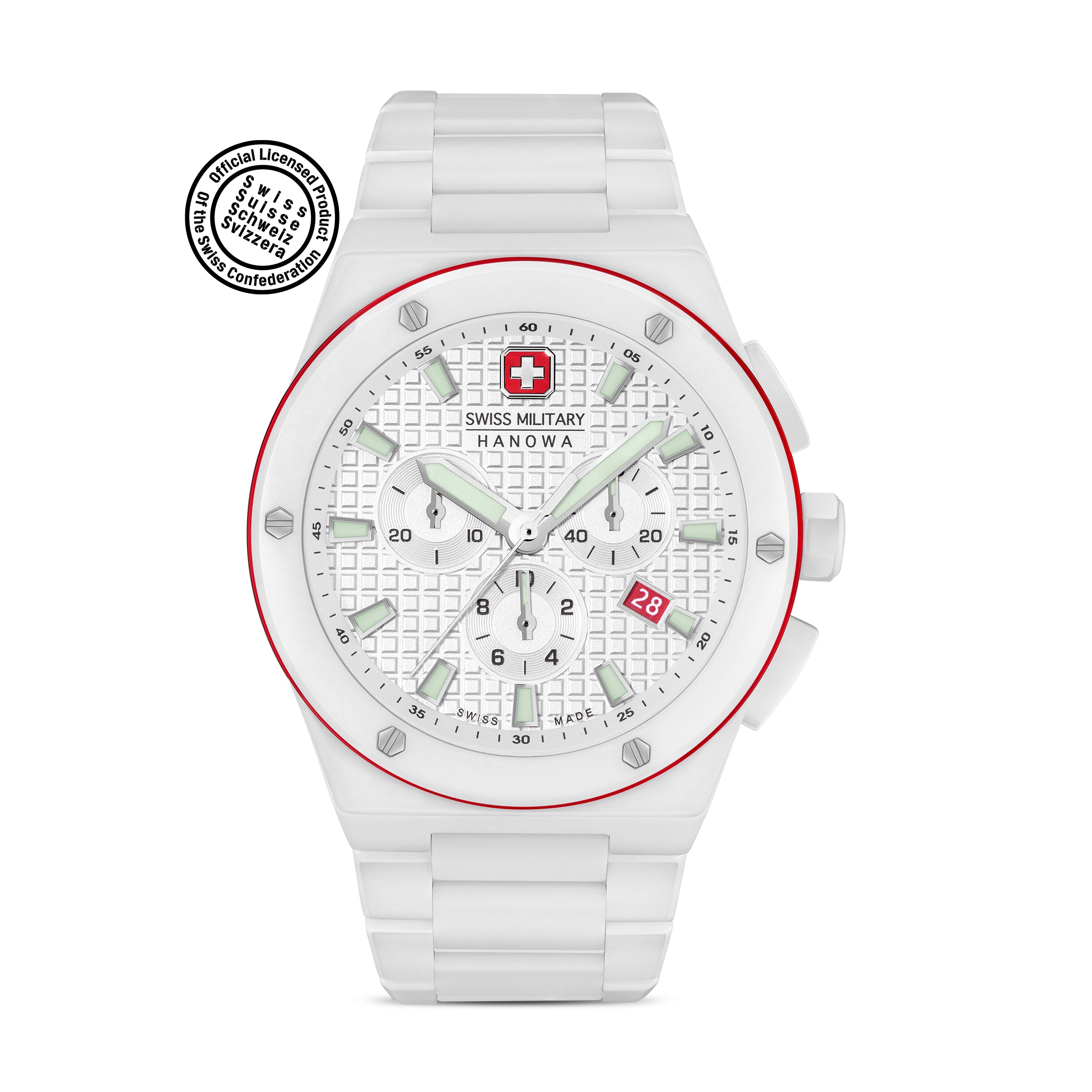 SWISS MILITARY HANOWA SIDEWINDER CERAMIC WHITE ROUND DIAL ANALOG WATCH FOR Men's SMWGI0002284