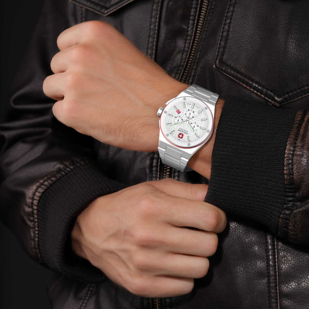 SWISS MILITARY HANOWA SIDEWINDER CERAMIC WHITE ROUND DIAL ANALOG WATCH FOR Men's SMWGI0002284