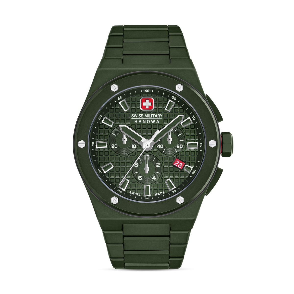 SWISS MILITARY HANOWA SIDEWINDER CERAMIC GREEN ROUND DIAL ANALOG WATCH FOR Men's SMWGI0002282