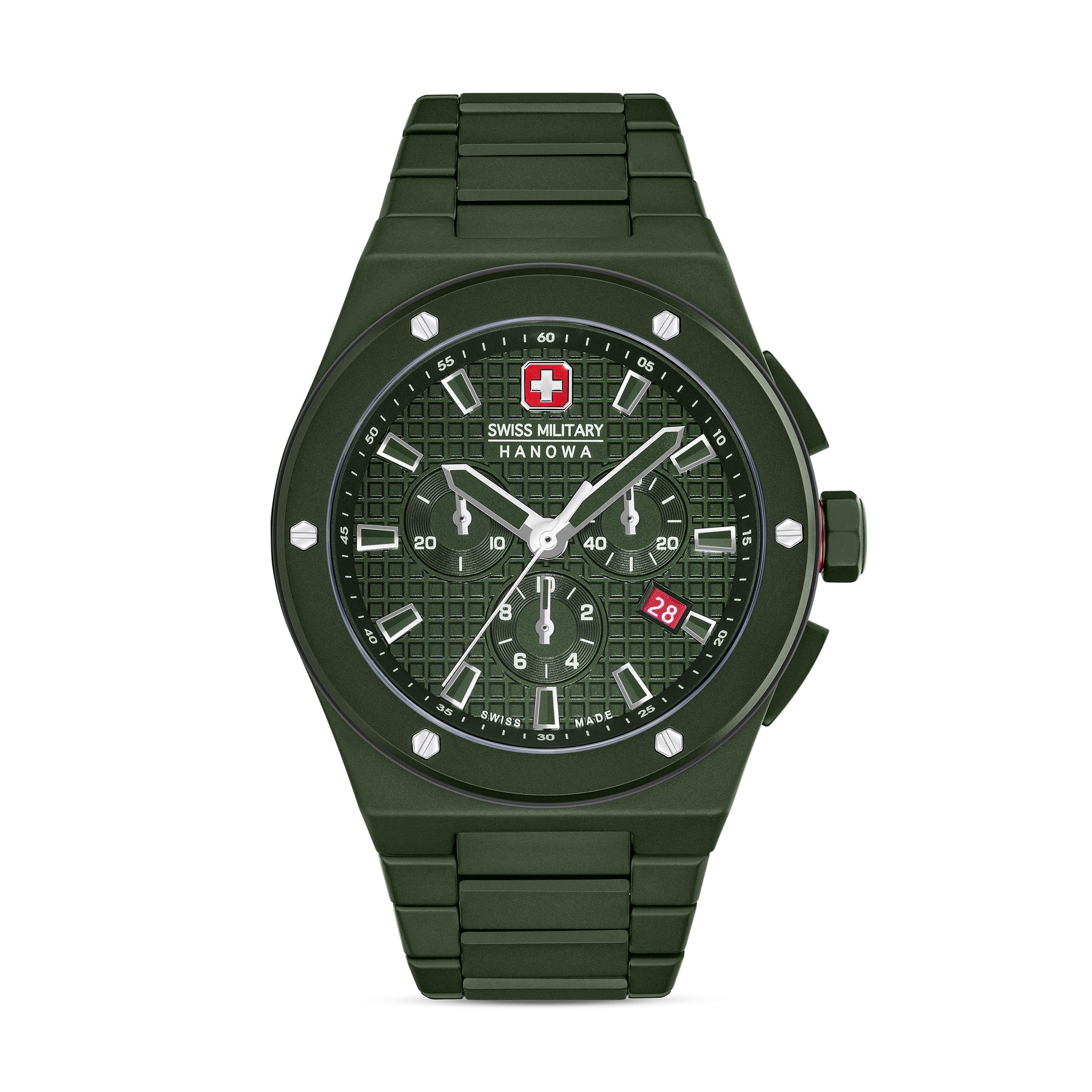 SWISS MILITARY HANOWA SIDEWINDER CERAMIC GREEN ROUND DIAL ANALOG WATCH FOR Men's SMWGI0002282