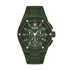 SWISS MILITARY HANOWA SIDEWINDER CERAMIC GREEN ROUND DIAL ANALOG WATCH FOR Men's SMWGI0002282