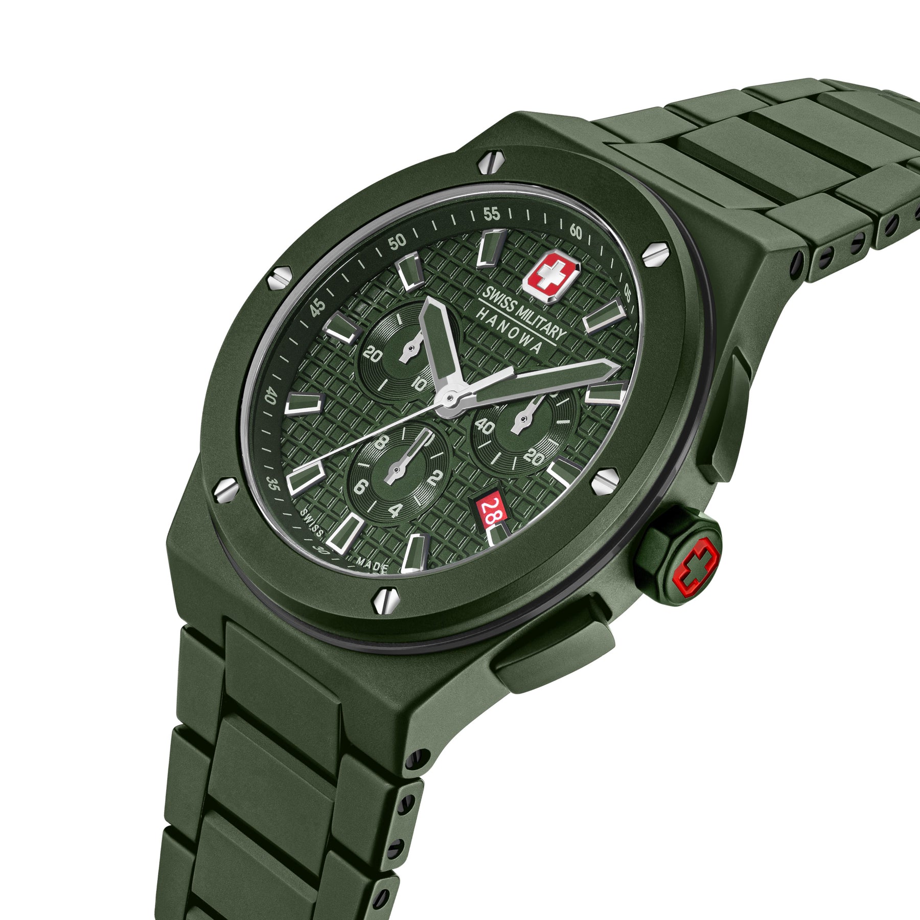 SWISS MILITARY HANOWA SIDEWINDER CERAMIC GREEN ROUND DIAL ANALOG WATCH FOR Men's SMWGI0002282