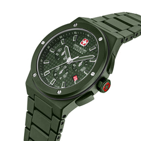 SWISS MILITARY HANOWA SIDEWINDER CERAMIC GREEN ROUND DIAL ANALOG WATCH FOR Men's SMWGI0002282
