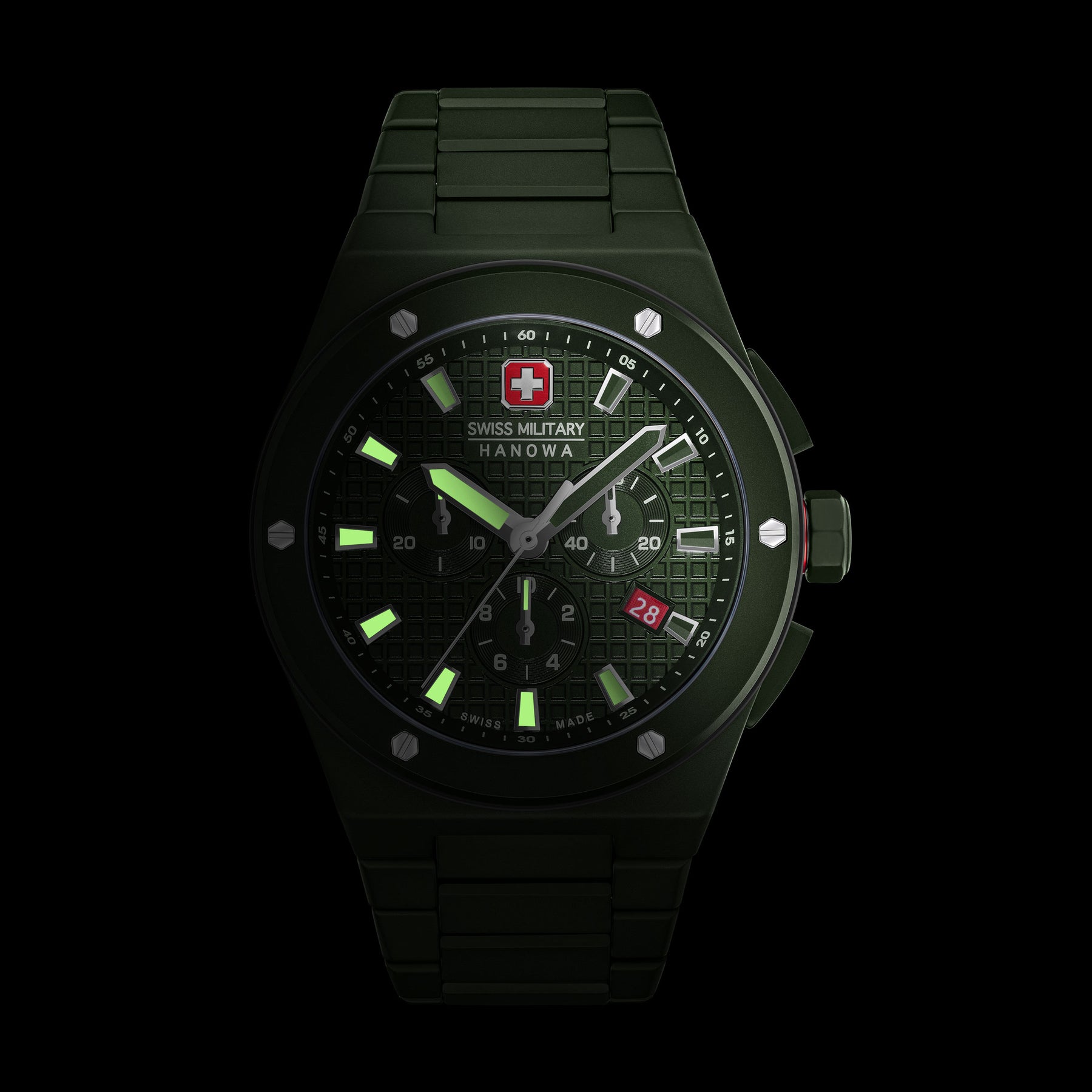 SWISS MILITARY HANOWA SIDEWINDER CERAMIC GREEN ROUND DIAL ANALOG WATCH FOR Men's SMWGI0002282