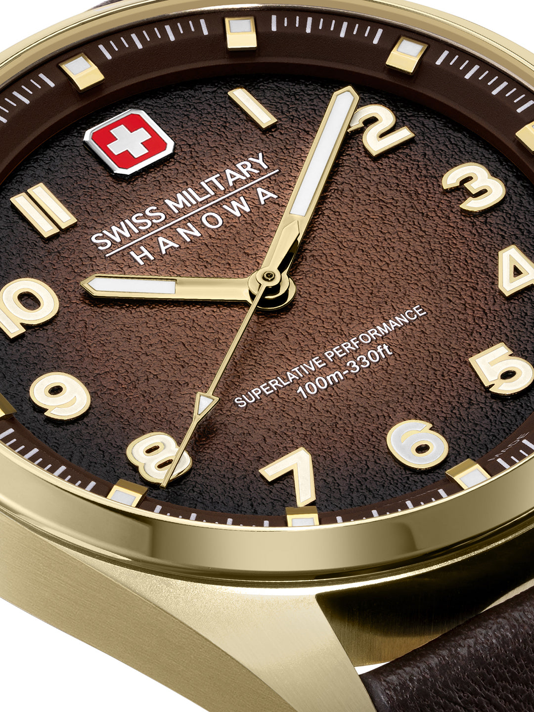 SMWGA0001551 Swiss Made Men's Watch with Brown Dial & Dark Brown Genuine Leather Strap