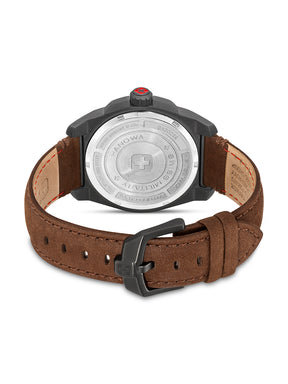 SMWGA0003940 Swiss Made Men's Watch with Black Dial & Brown Genuine Leather Strap