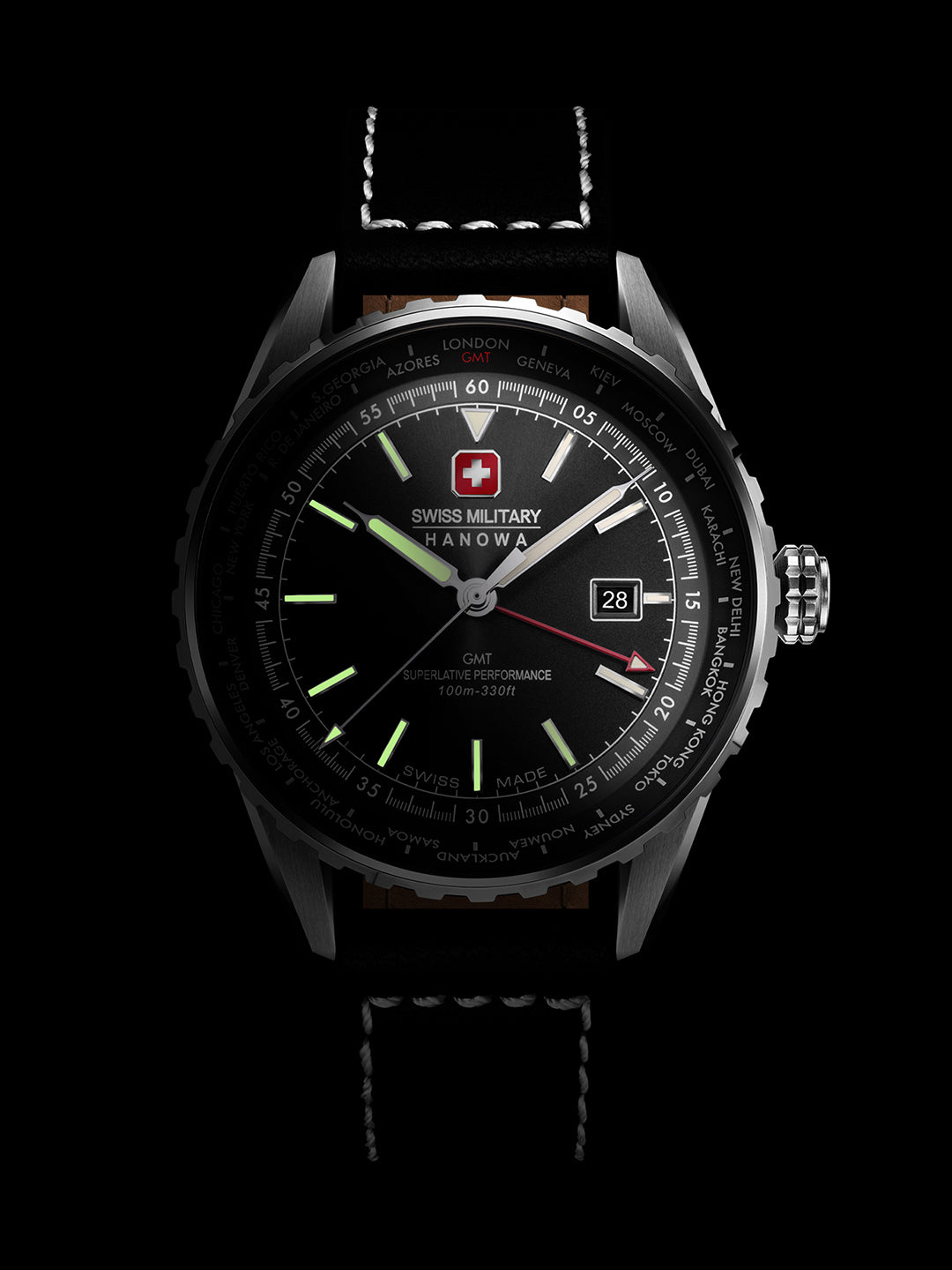 Swiss Military Hanowa SMWGB0003201  - Swiss Made Round Black watch for men