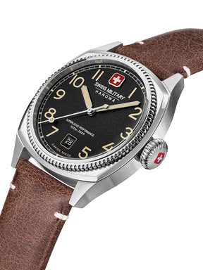 SMWGB0003701 Swiss Made Men's Watch with Black Dial & Brown Genuine Leather Pro Strap