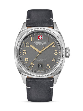 SMWGB0003702 Swiss Made Men's Watch with Cool Grey Dial & Black Genuine Leather Pro Strap