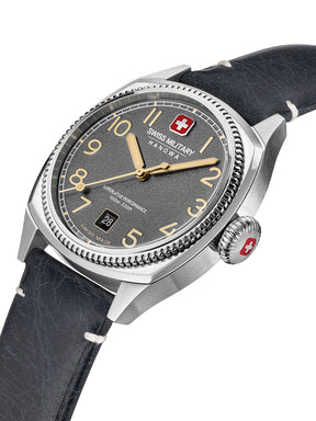 SMWGB0003702 Swiss Made Men's Watch with Cool Grey Dial & Black Genuine Leather Pro Strap