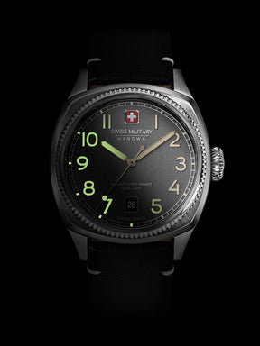 SMWGB0003702 Swiss Made Men's Watch with Cool Grey Dial & Black Genuine Leather Pro Strap