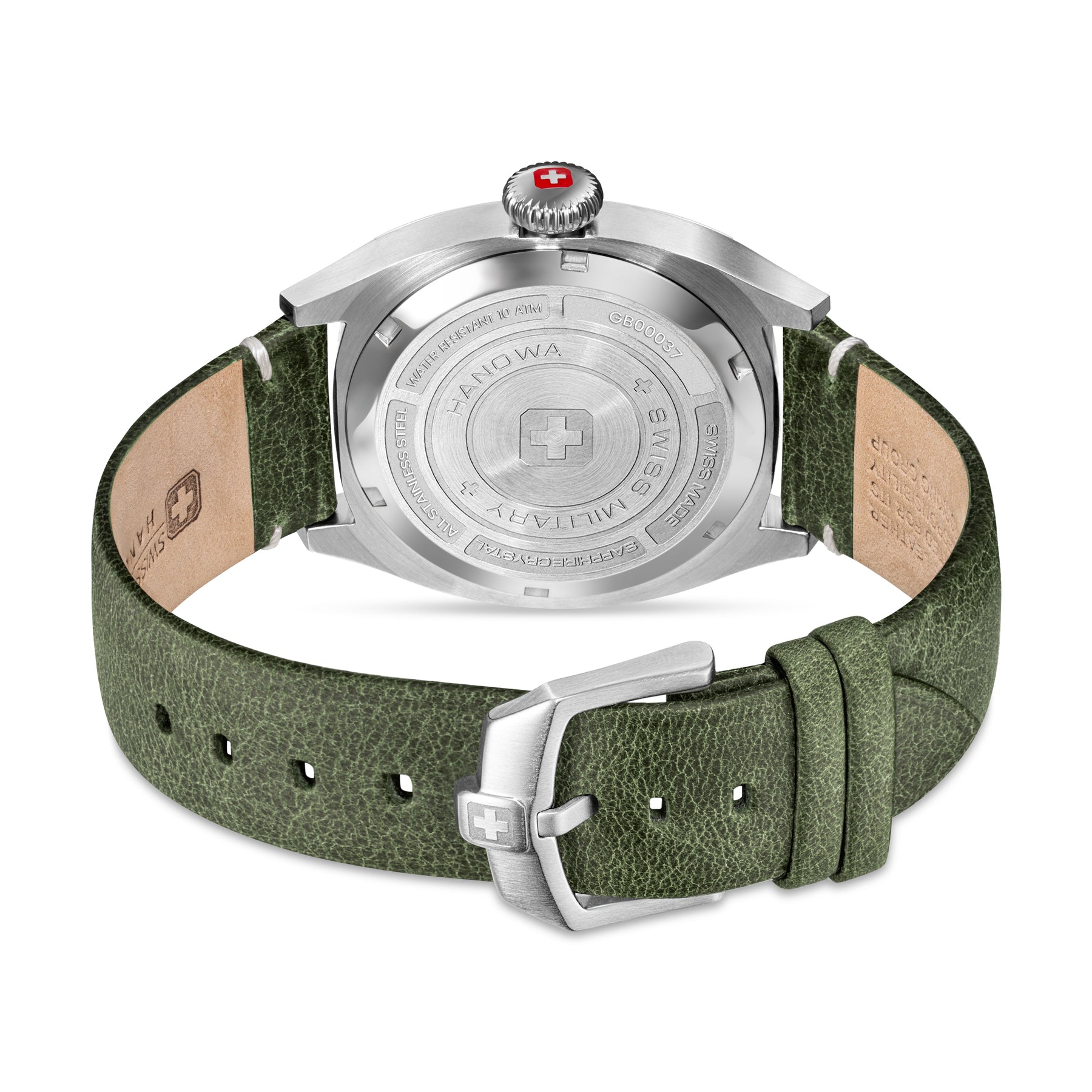 SMWGB0003703 Swiss Made Mens Watch with Black Dial & Olive Genuine Leather Pro Strap
