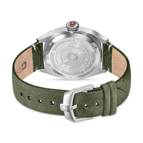 SMWGB0003703 Swiss Made Mens Watch with Black Dial & Olive Genuine Leather Pro Strap