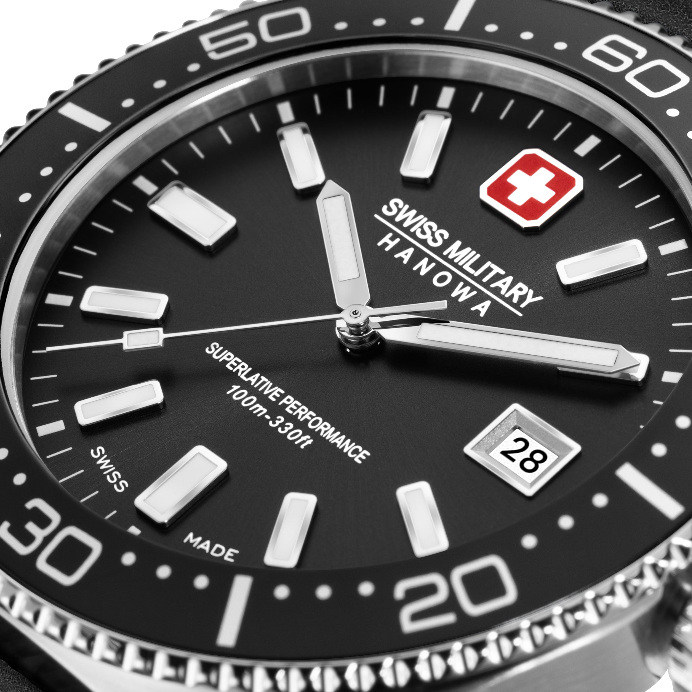 SMWGB0004901-SET Swiss Made Men's Watch with Black Dial & Black Genuine Leather Strap