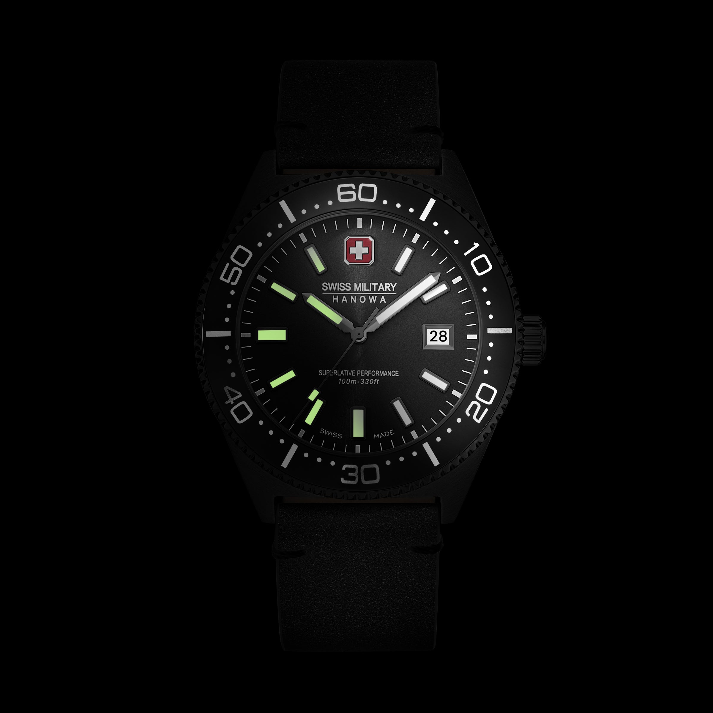 SMWGB0004940-SET Swiss Made Men's Watch with Cool Grey Dial & Black Genuine Leather Strap