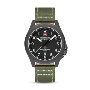 SMWGB0005240 Swiss Made Men's Watch with Black Dial & Olive Genuine Leather Strap