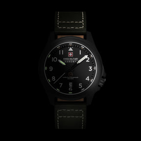 SMWGB0005240 Swiss Made Men's Watch with Black Dial & Olive Genuine Leather Strap