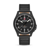 SMWGB0005241 Men's Quartz Watch with Black Dial & Black Genuine Leather Strap