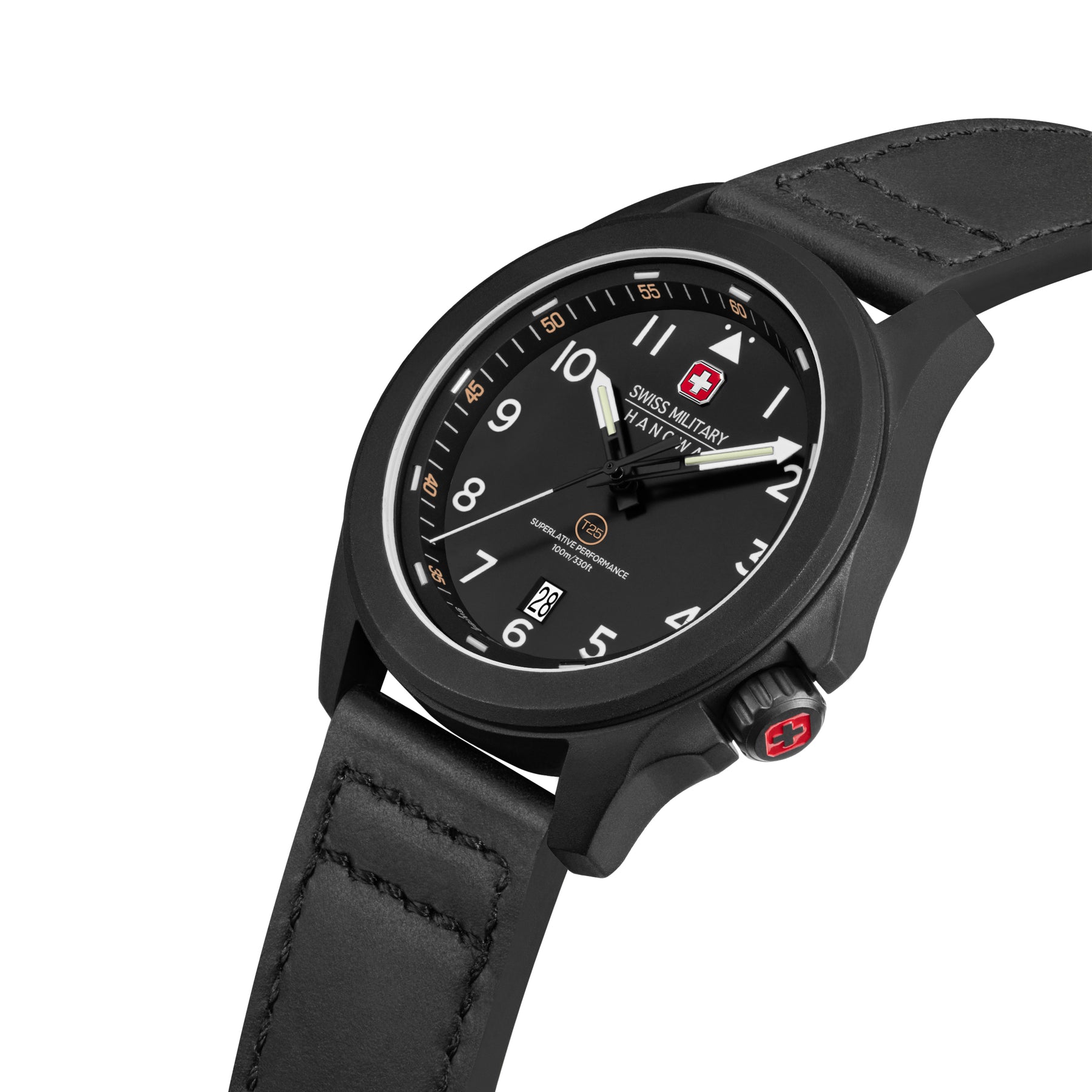 SMWGB0005241 Men's Quartz Watch with Black Dial & Black Genuine Leather Strap