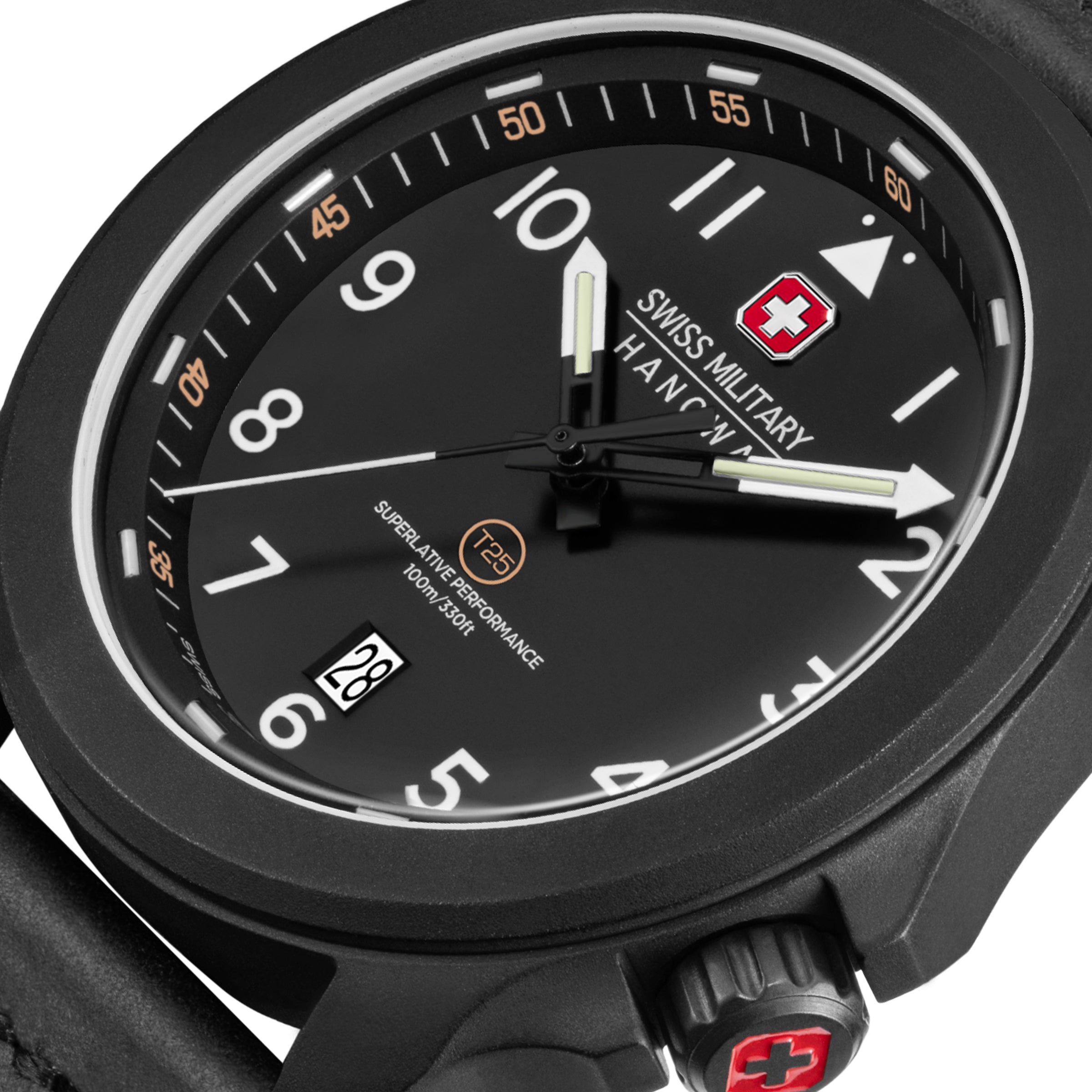 SMWGB0005241 Men's Quartz Watch with Black Dial & Black Genuine Leather Strap