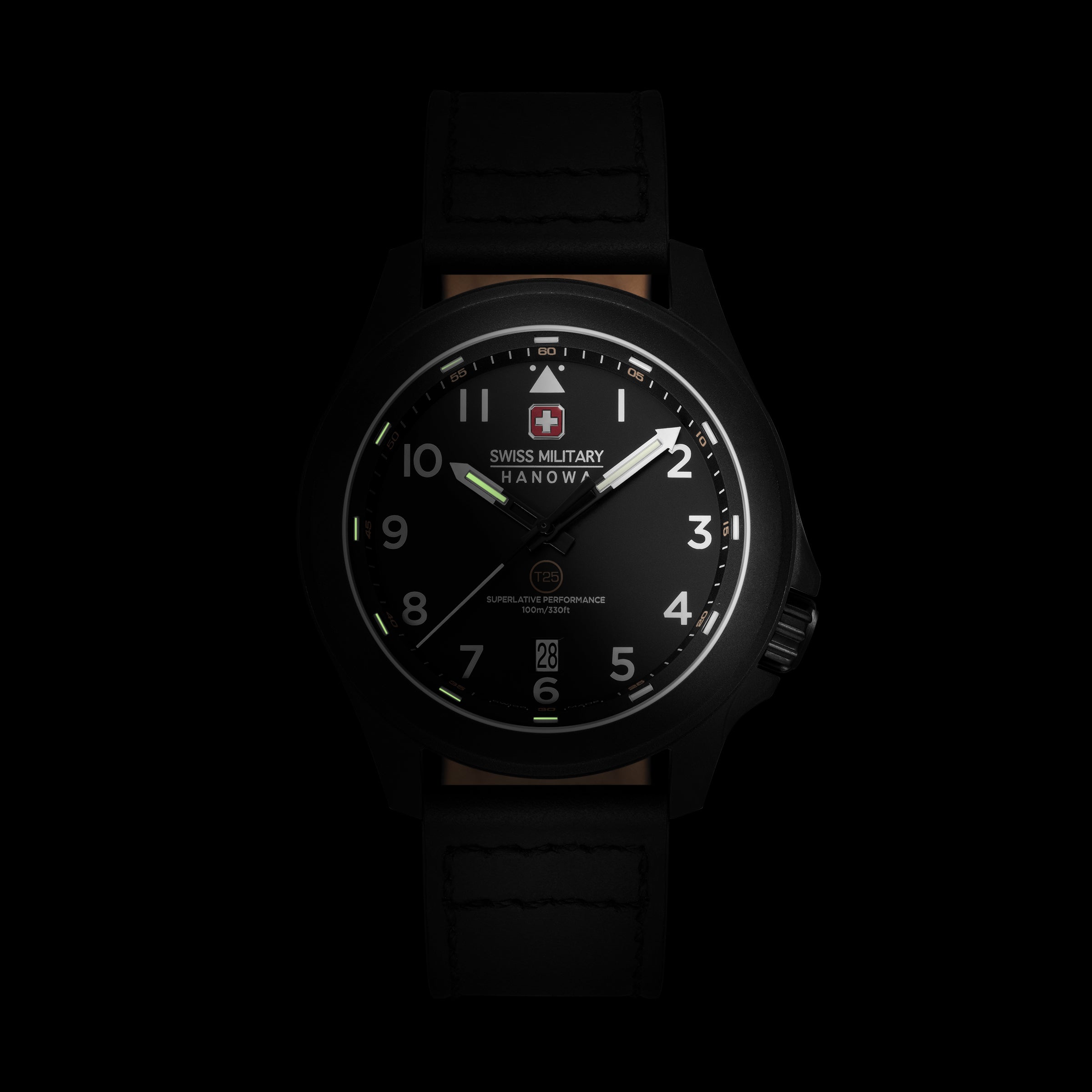 SMWGB0005241 Men's Quartz Watch with Black Dial & Black Genuine Leather Strap