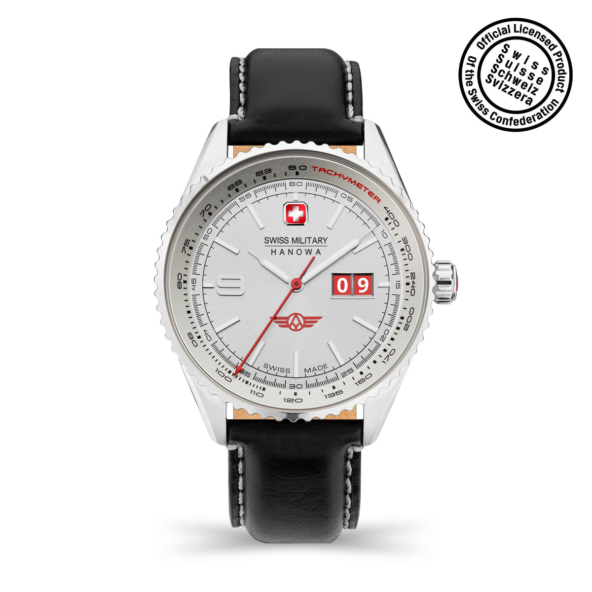 Swiss Military Hanowa AFTERBURN Quartz Movement SMWGB2101001 Silver Dial Genuine Leather Men's Watch