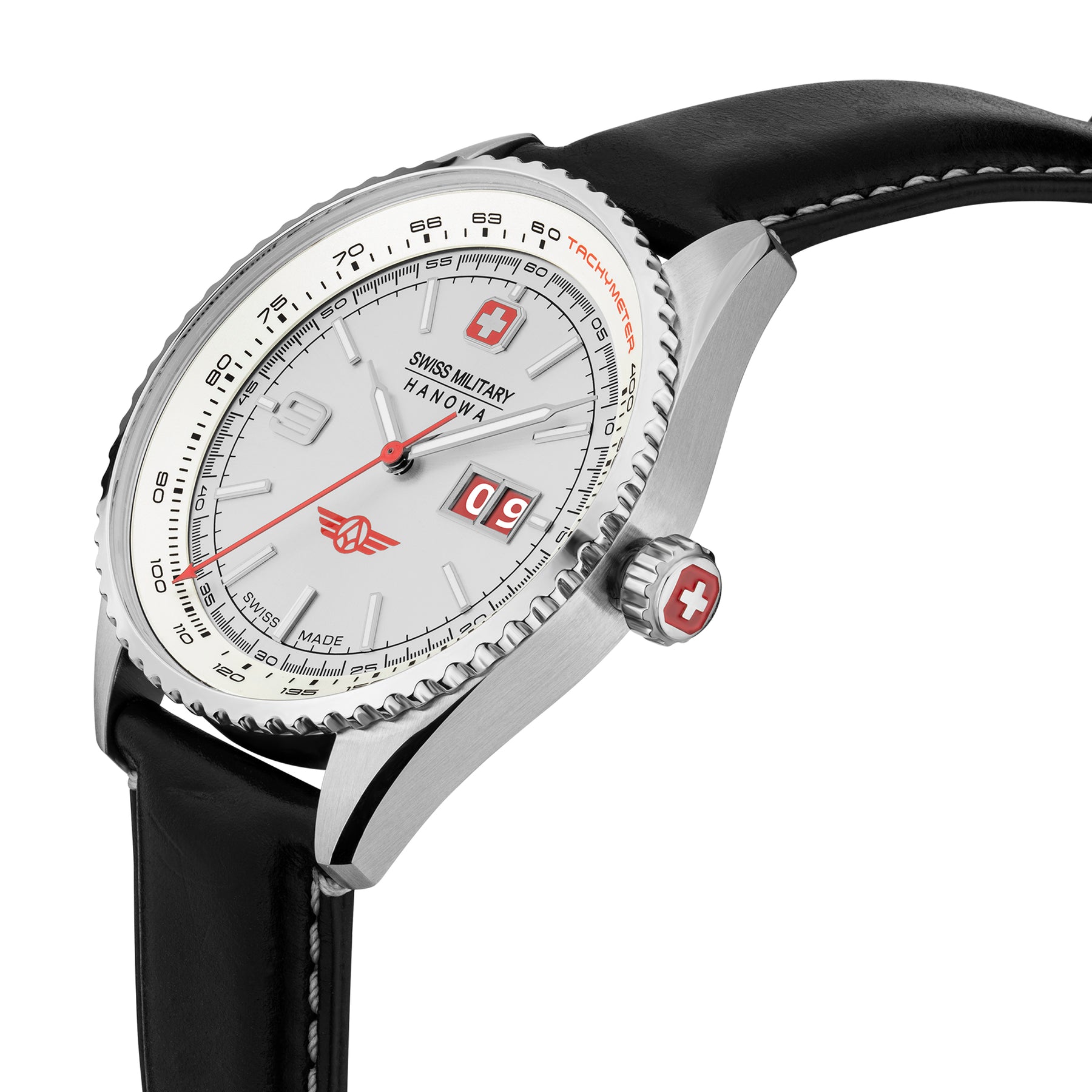 Swiss Military Hanowa AFTERBURN Quartz Movement SMWGB2101001 Silver Dial Genuine Leather Men's Watch