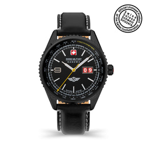 SMWGB2101030 Men's Quartz Watch with Black Dial & Black Genuine Leather Strap