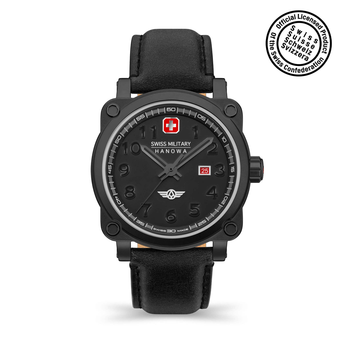 SMWGB2101330 Men's Quartz Watch with Black Dial & Black Genuine Leather Strap