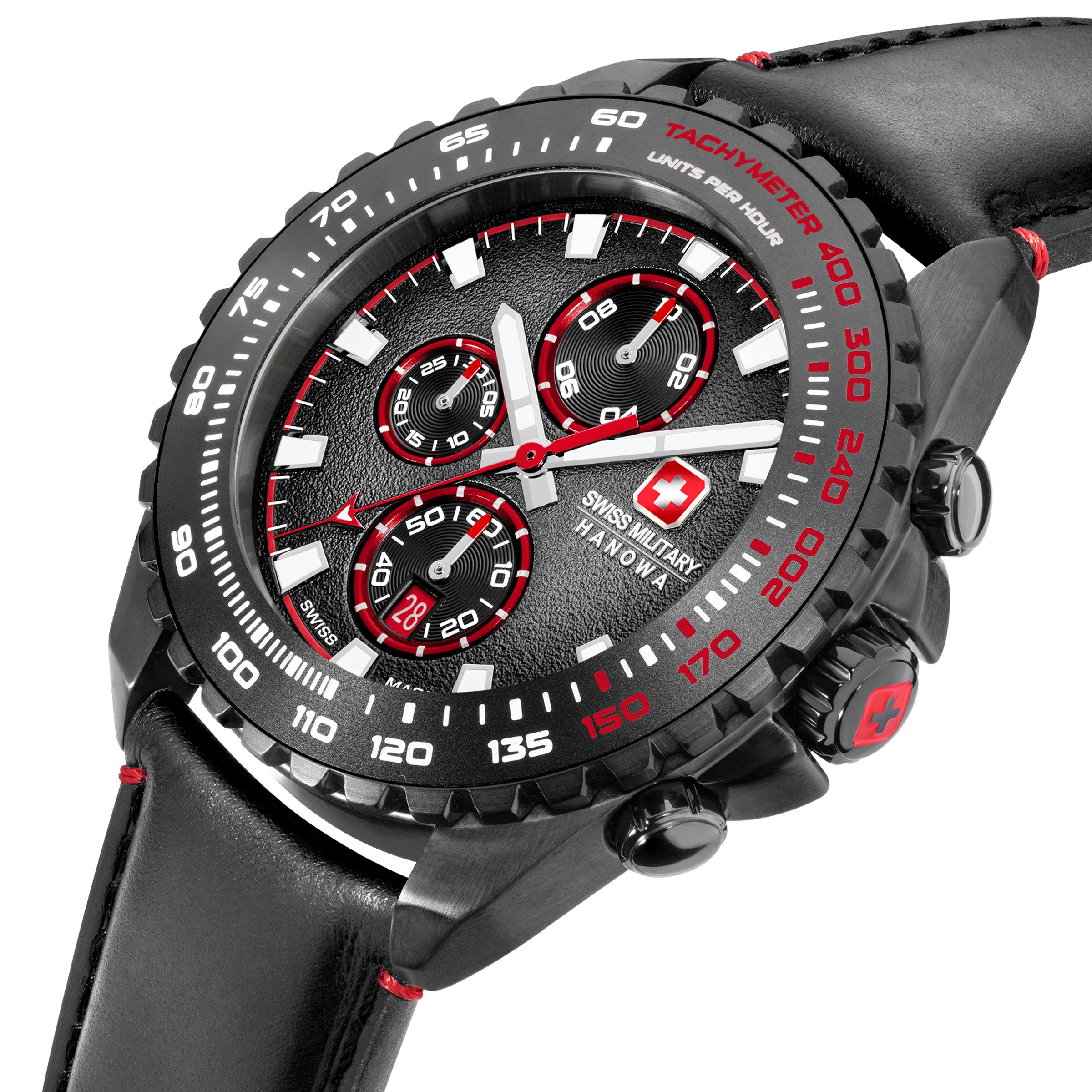SWISS MILITARY HANOWA STONE MARTEN BLACK ROUND DIAL ANALOG WATCH FOR Men's SMWGC0001832