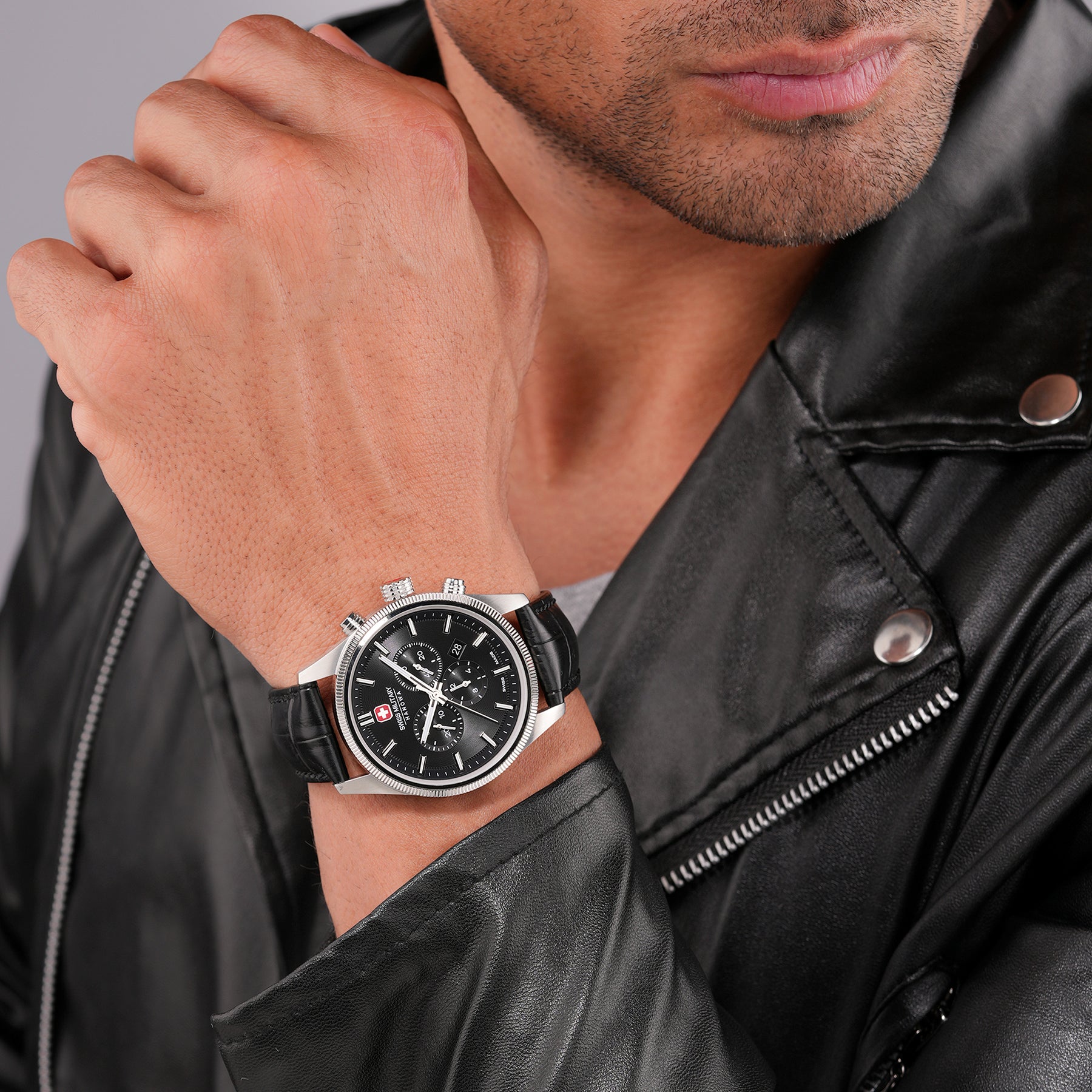 Swiss Military Hanowa SMWGC0003101  - Swiss Made Round Black Chronograph - Watch for men