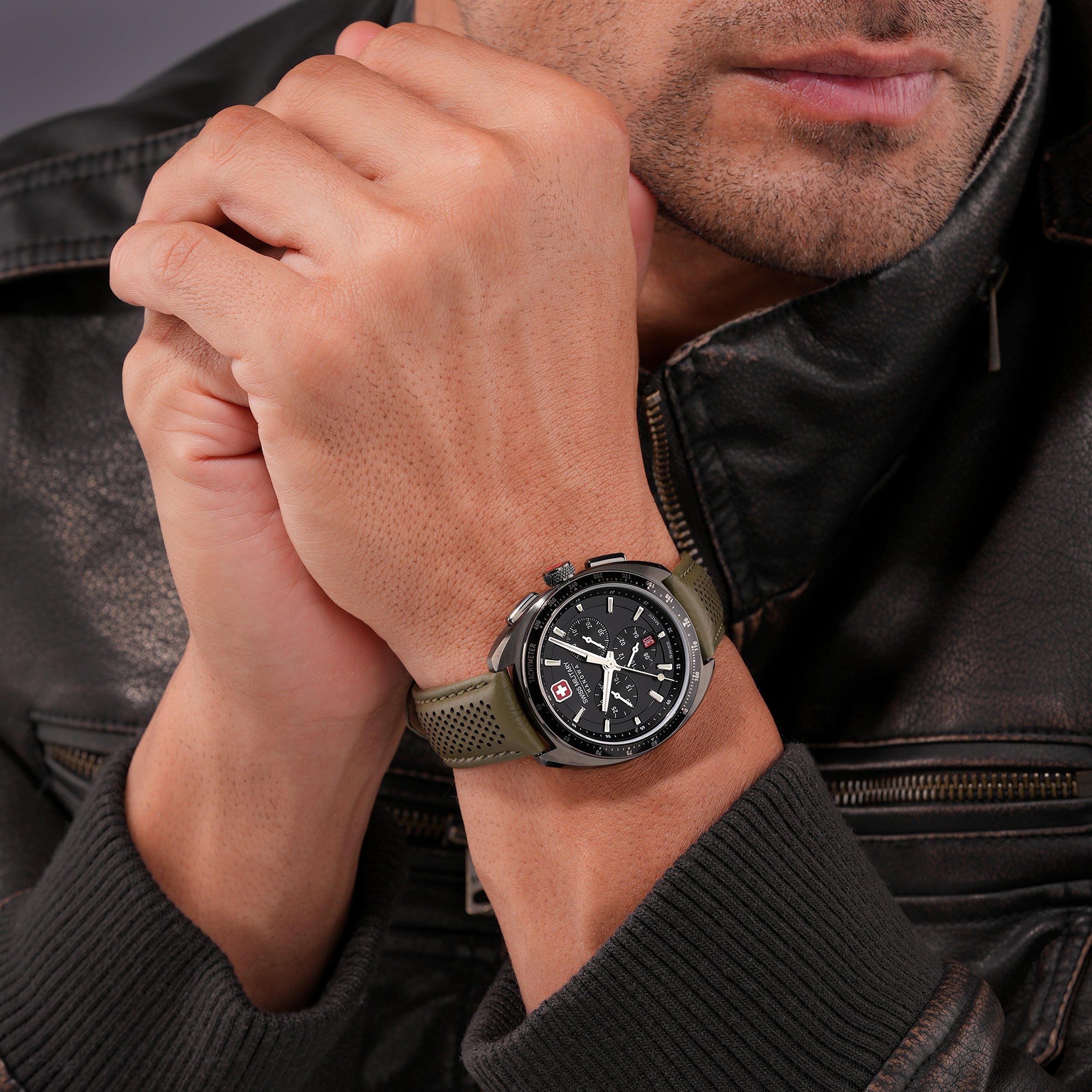 Swiss Military Hanowa SMWGC0003340 GREYHOUND - Swiss Made Round Black Chronograph - Watch for men
