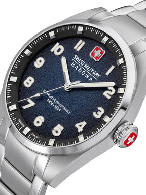 SWISS MILITARY HANOWA GREYHOUND BLUE ROUND DIAL ANALOG WATCH FOR Men's SMWGG0001504