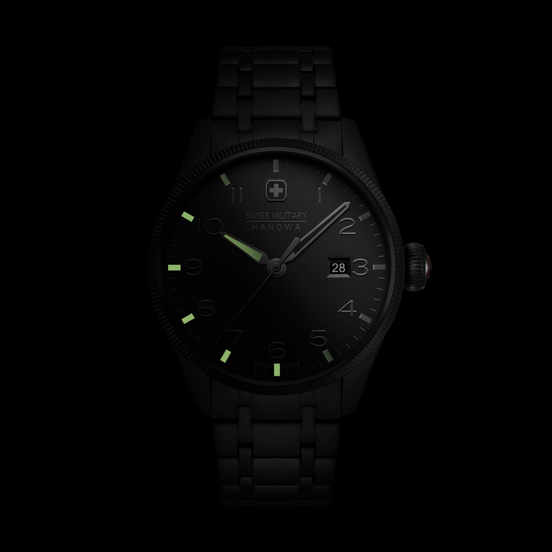 Swiss Military Hanowa Thunderbolt Stealth Round Dial Analogue Swiss Made Watch For Mens-SMWGH0000830