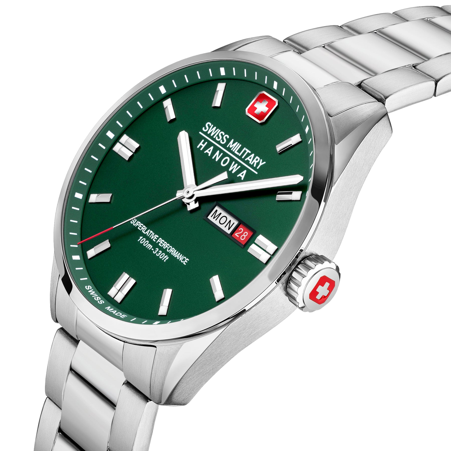 SWISS MILITARY HANOWA ROADRUNNER MAXED OLIVE ROUND DIAL ANALOG WATCH FOR Men's SMWGH0001603