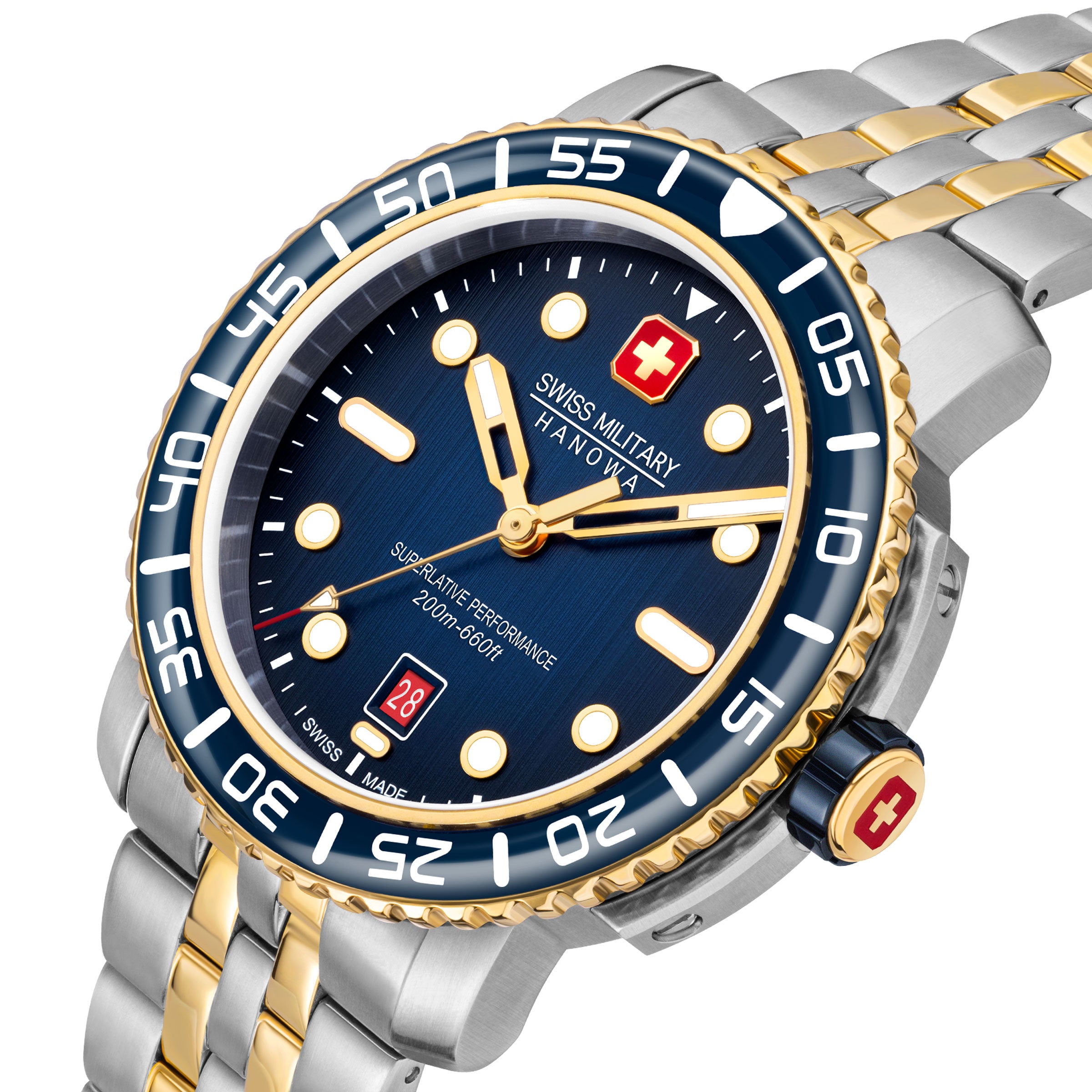 SWISS MILITARY HANOWA BLACK MARLIN BLUE ROUND DIAL ANALOG WATCH FOR Men's SMWGH0001760