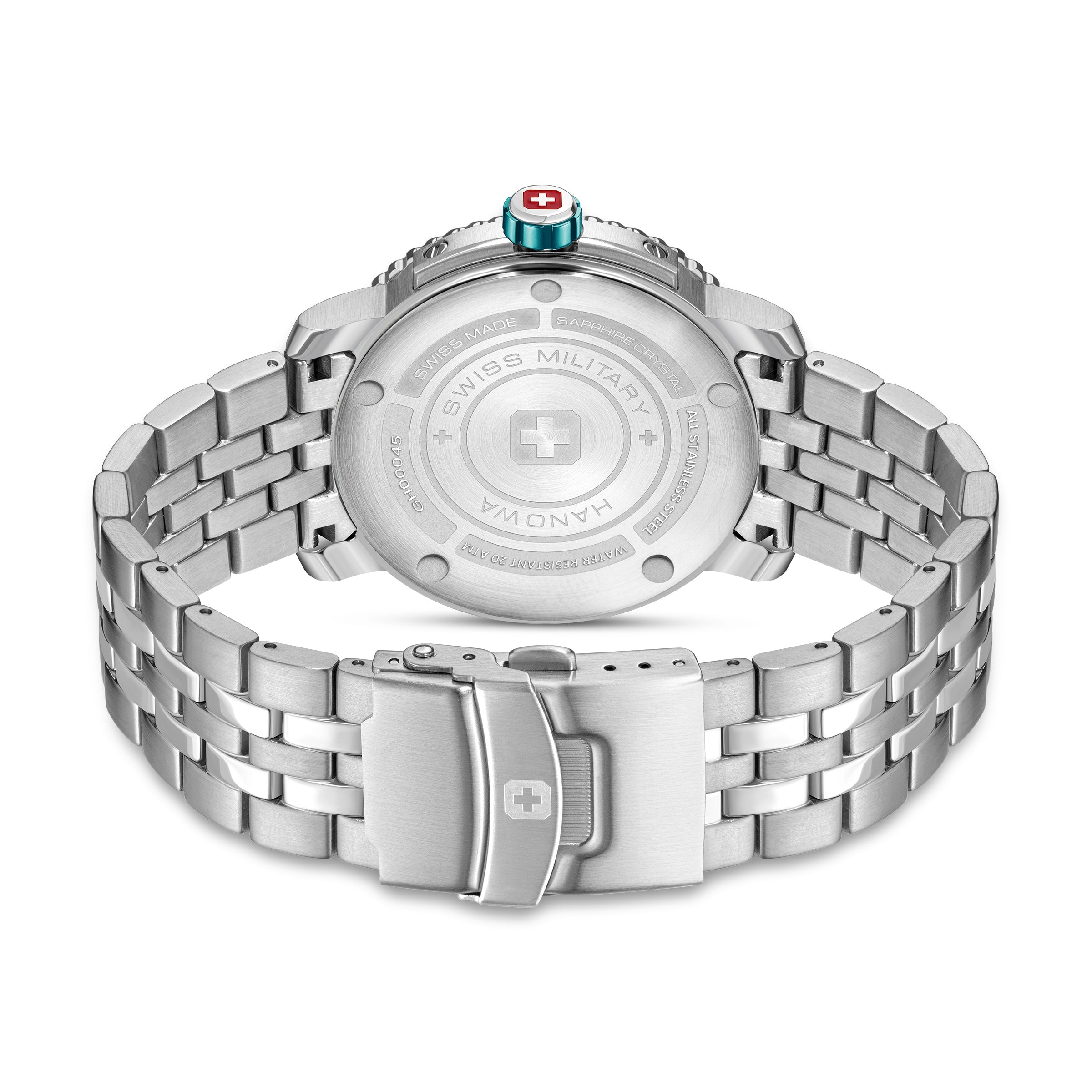 SMWGH0004501 Swiss Made Men's Watch with Green & Blue Fading Dial & Silver Stainless Steel Bracelet