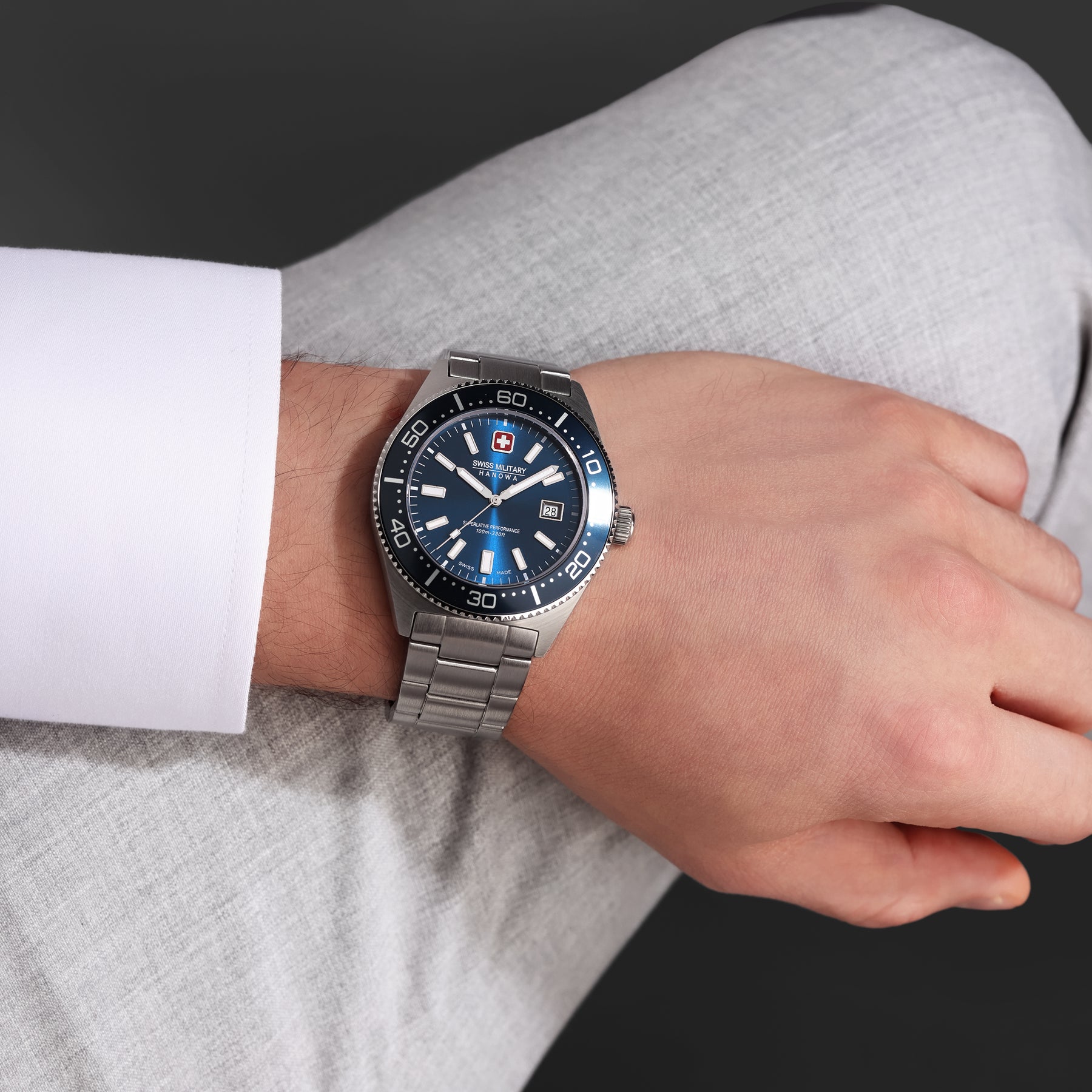 Swiss Military Hanowa NOMAD Blue Round Dial Analogue Swiss Made Watch For Mens-SMWGH0004904