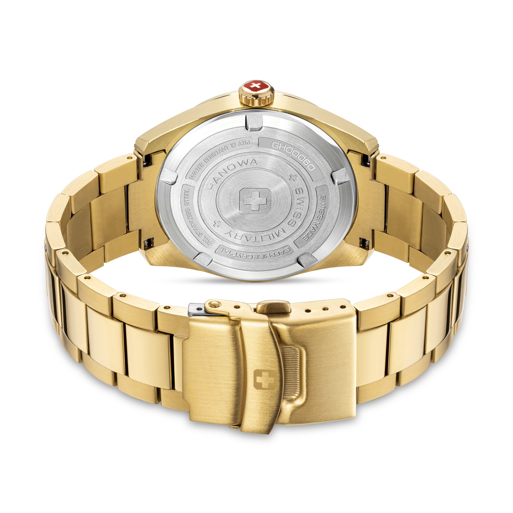 SMWGH0006010 Swiss Made Men's Watch with Black Dial & Yellow Gold Plated Stainless Steel Bracelet