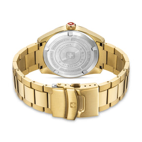 SMWGH0006010 Swiss Made Men's Watch with Black Dial & Yellow Gold Plated Stainless Steel Bracelet