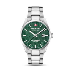 SMWGH0006101 Swiss Made Men's Watch with Green Dial & Silver Stainless Steel Bracelet