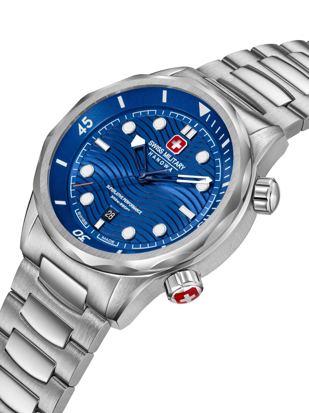 Swiss Military Hanowa BREAKWATER Blue Round Dial Analogue Swiss Made Watch For Mens-SMWGH0006403